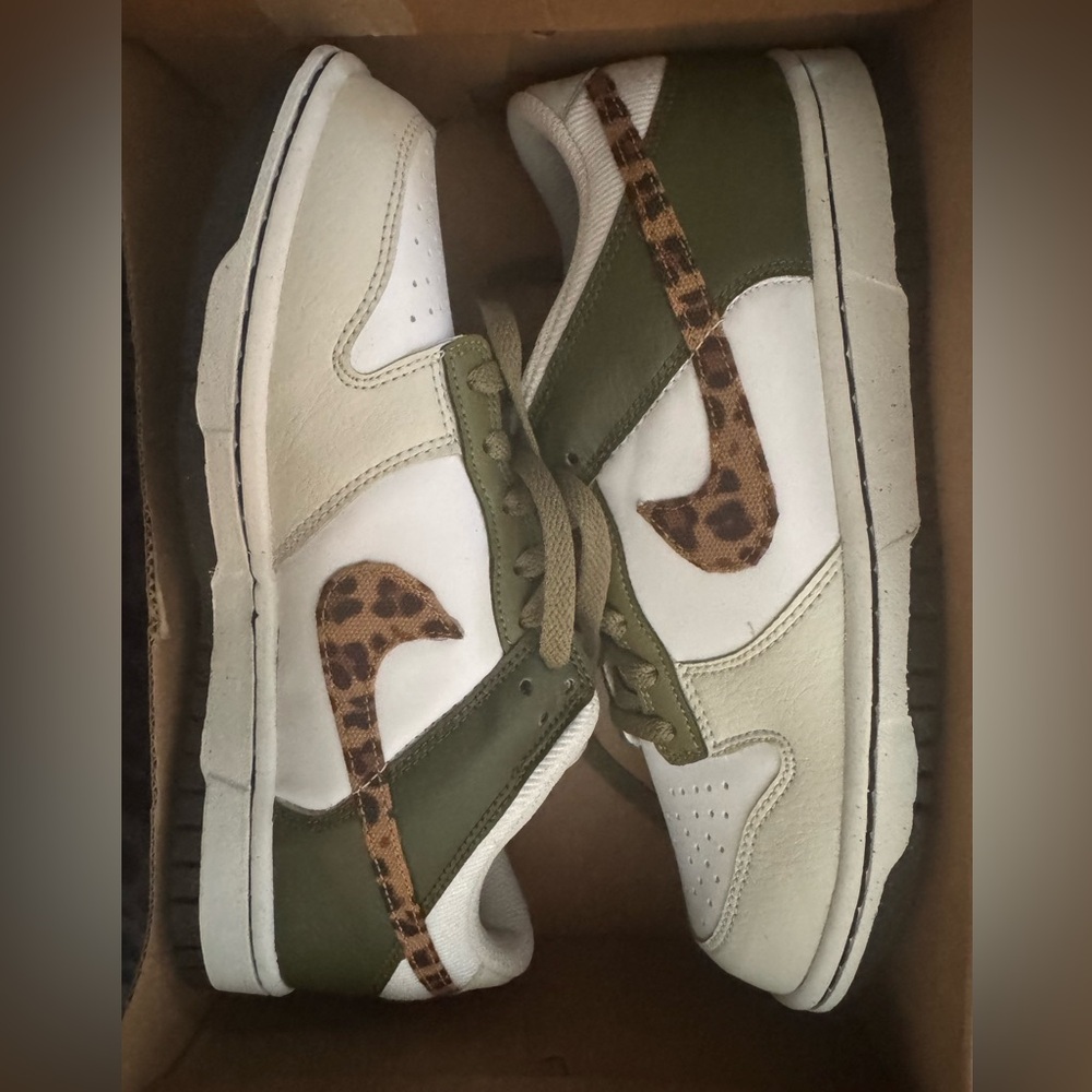 Nike Dunk Low Olive and White Casual Sneakers - Picture 8 of 8